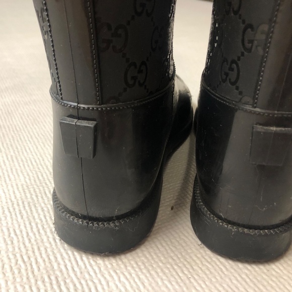 Gucci Women's Black Rubber Monogram GG Rainboots - Picture 3 of 6
